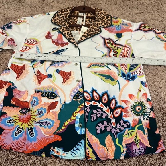 NWT new XS Anthropologie button flannel pajama top multicolor floral pjs - Picture 15 of 17